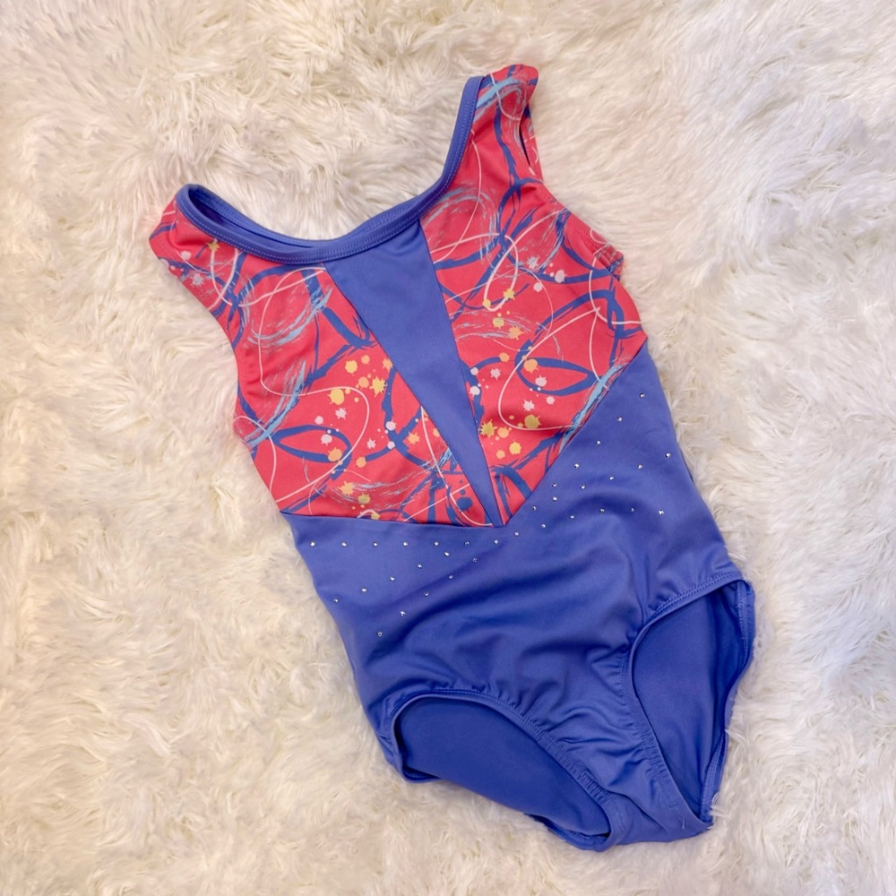 Cat & Jack Girls Purple and Pink Swirl Gymnastics Leotard